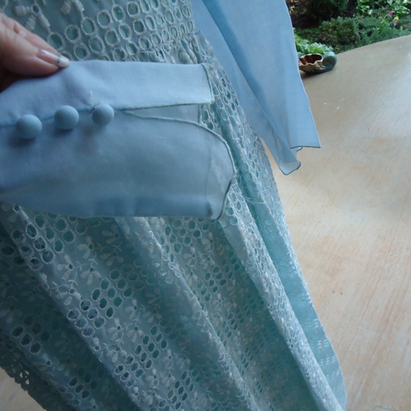 NOS 70s Maxi Embroidered Eyelet Lace Dress COCO 8 - Picture 4 of 8